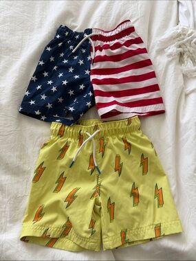 Old Navy swim bundle! Yellow Lightning Swim Shorts with Orange Bolts